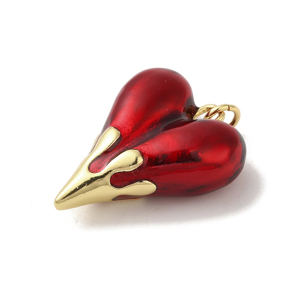 Dije colgante corazón alargado esmaltado 24.5 mm baño oro / unidad2