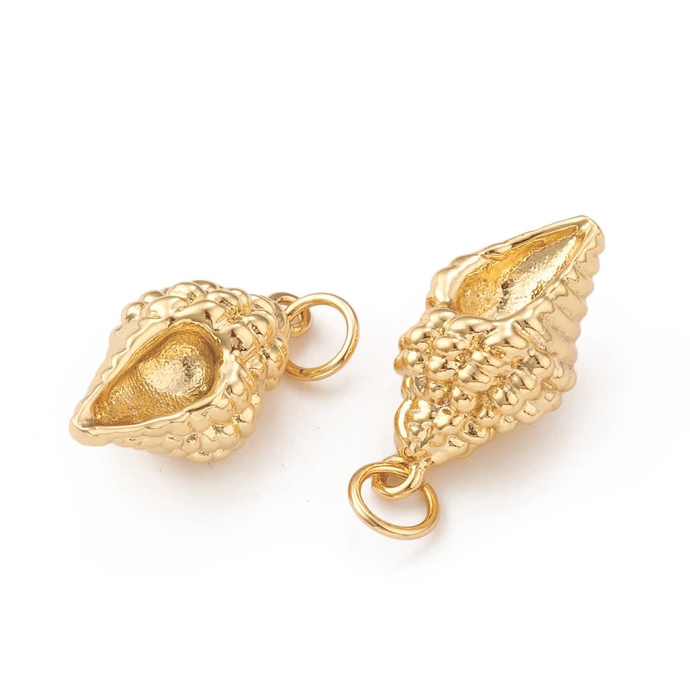 Dije colgante caracola caracol 18x9 mm baño de oro platino / unidad3