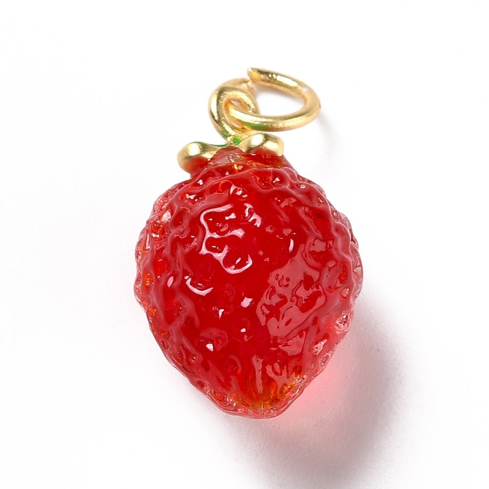 Dije colgante frutilla fresa 20 mm murano baño oro / unidad2