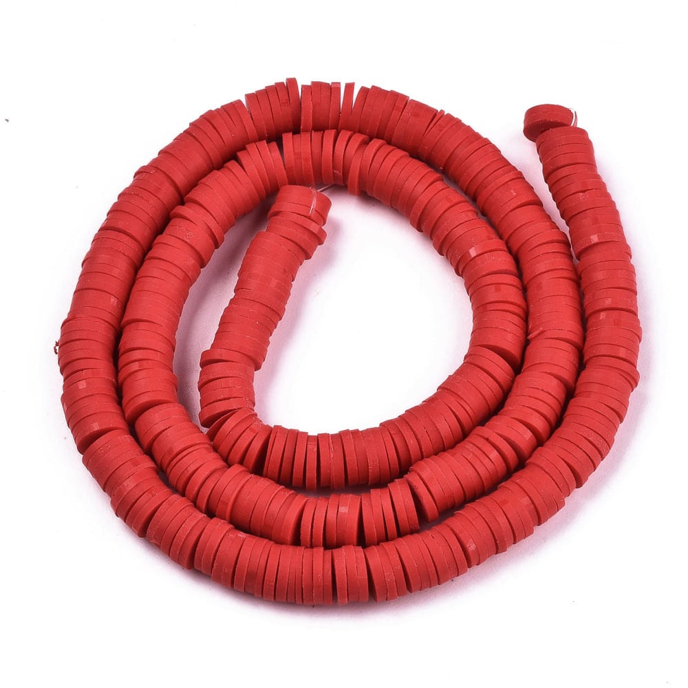 Sarta cuentas disco arcilla polimérica unicolor fimo 6 mm / tira4