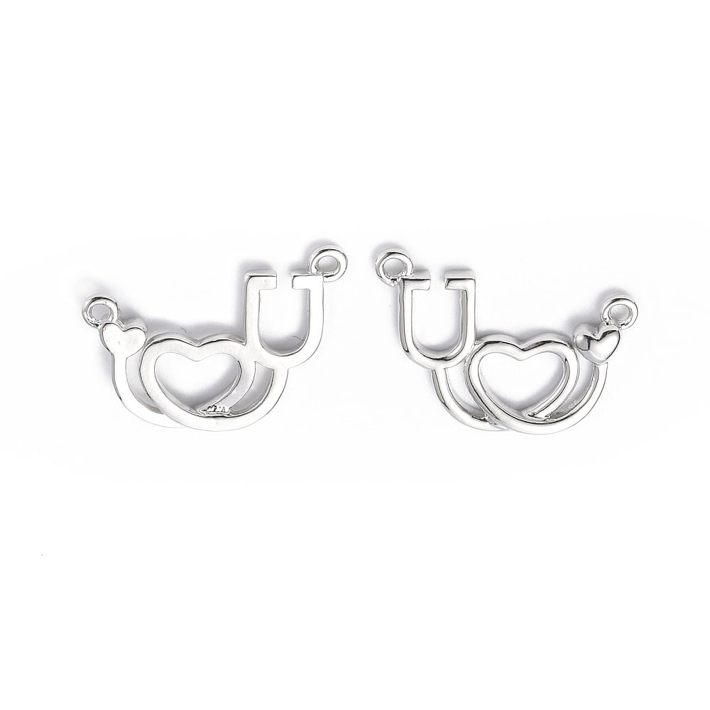 Dije conector estetoscopio médico 15.5 mm dorado plateado / unidad4