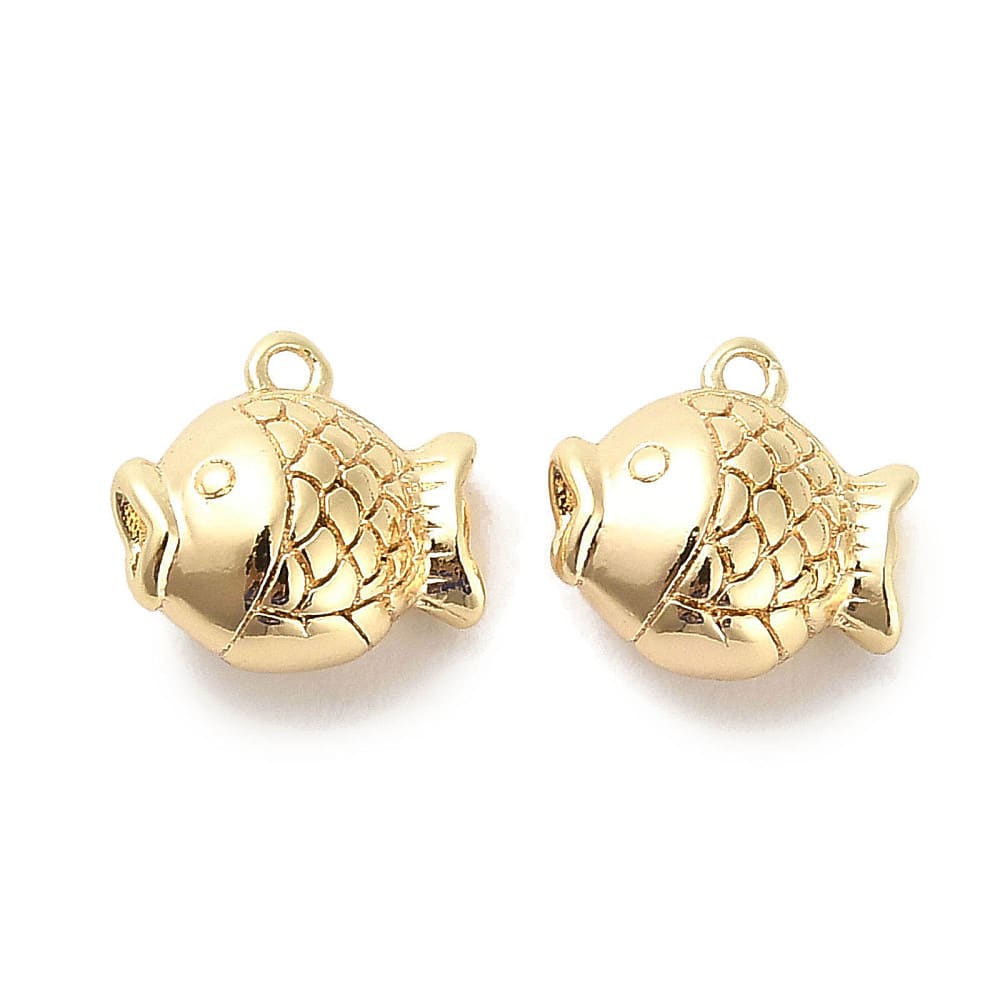 Dije colgante pez pescado mar 10 mm baño de oro / unidad1