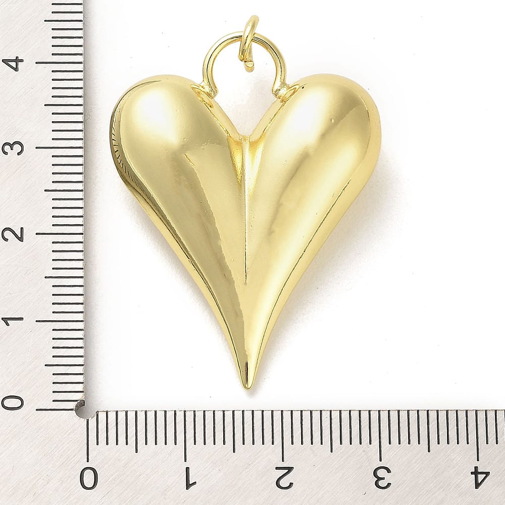 Maxi dije colgante corazón alargado 38 mm baño oro / unidad3