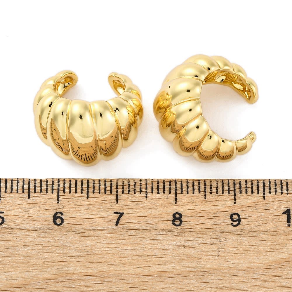 Ear cuff aros solitarios tipo C 18 mm baño oro / unidad2