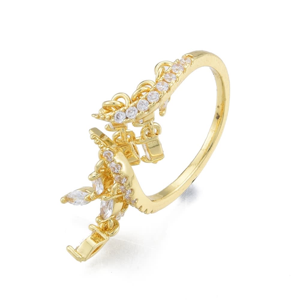 Anillo ajustable colgantes ojo de caballo zircón baño de oro / unidad4