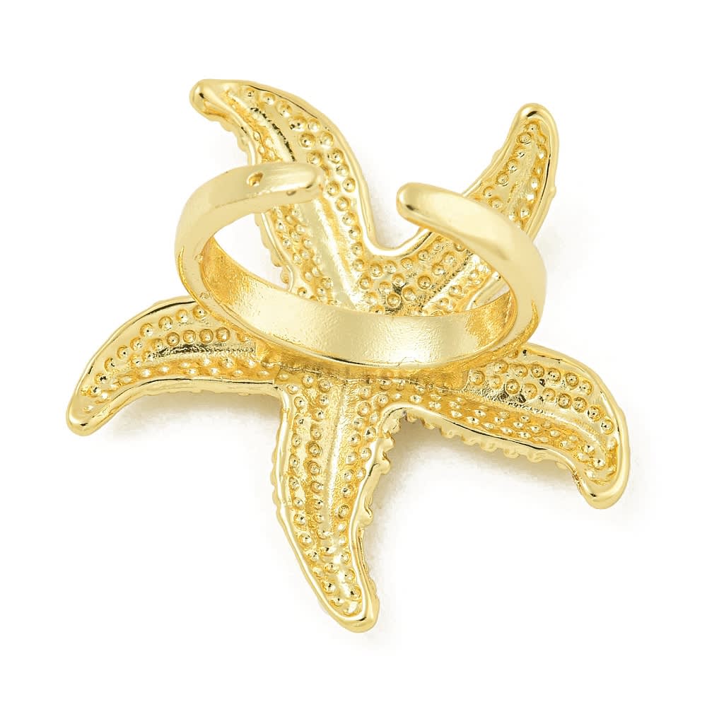 Anillo ajustable estrella de mar baño de oro / unidad3