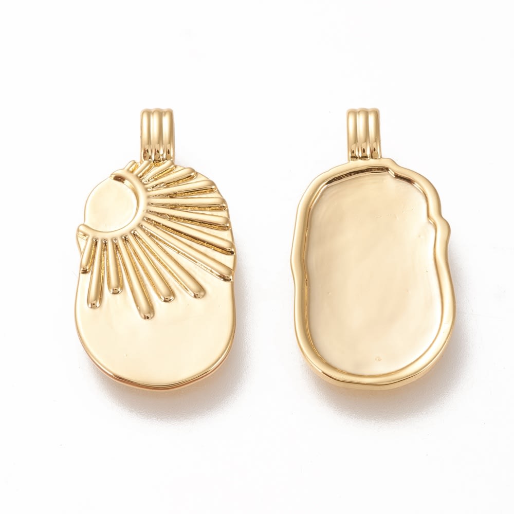 Dije colgante medalla sol 11 mm baño de oro / unidad1