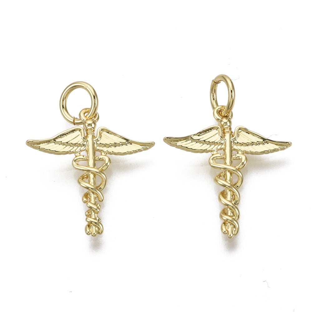 Dije colgante símbolo médico 17.5 mm baño de oro / unidad2
