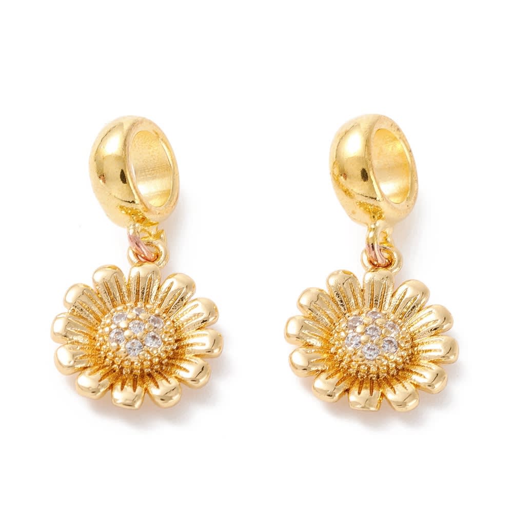 Colgante europeo charm flor margarita dije baño de oro / unidad1