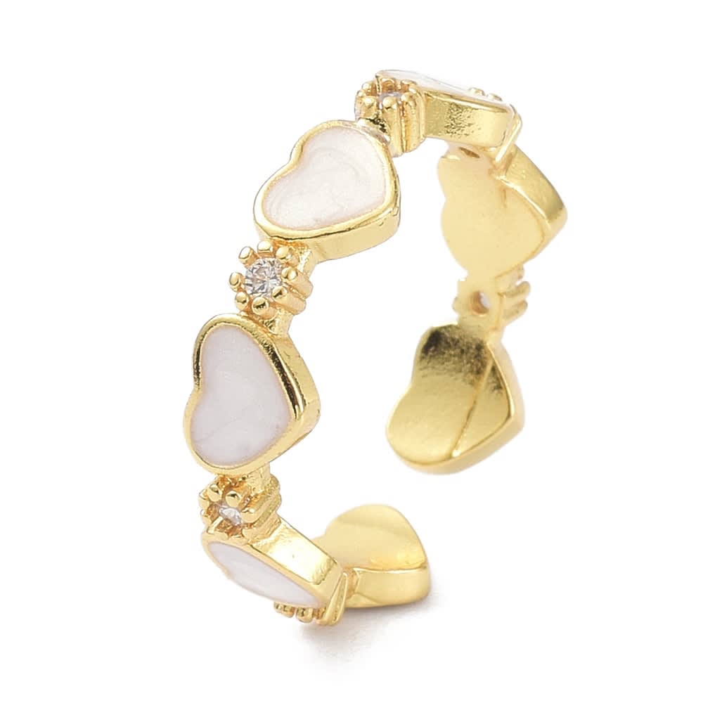 Anillo ajustable corazón nácar baño de oro / unidad3