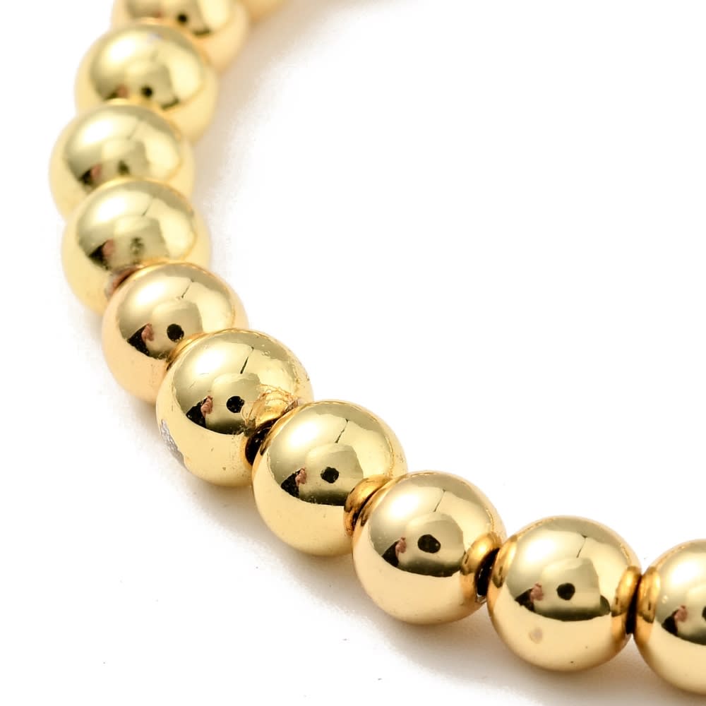 Pulsera ajustable de balines 6 mm baño de oro / unidad3