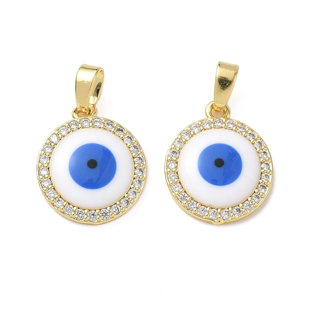 Dije colgante ojo turco protección nazar zircón baño de oro / unidad1