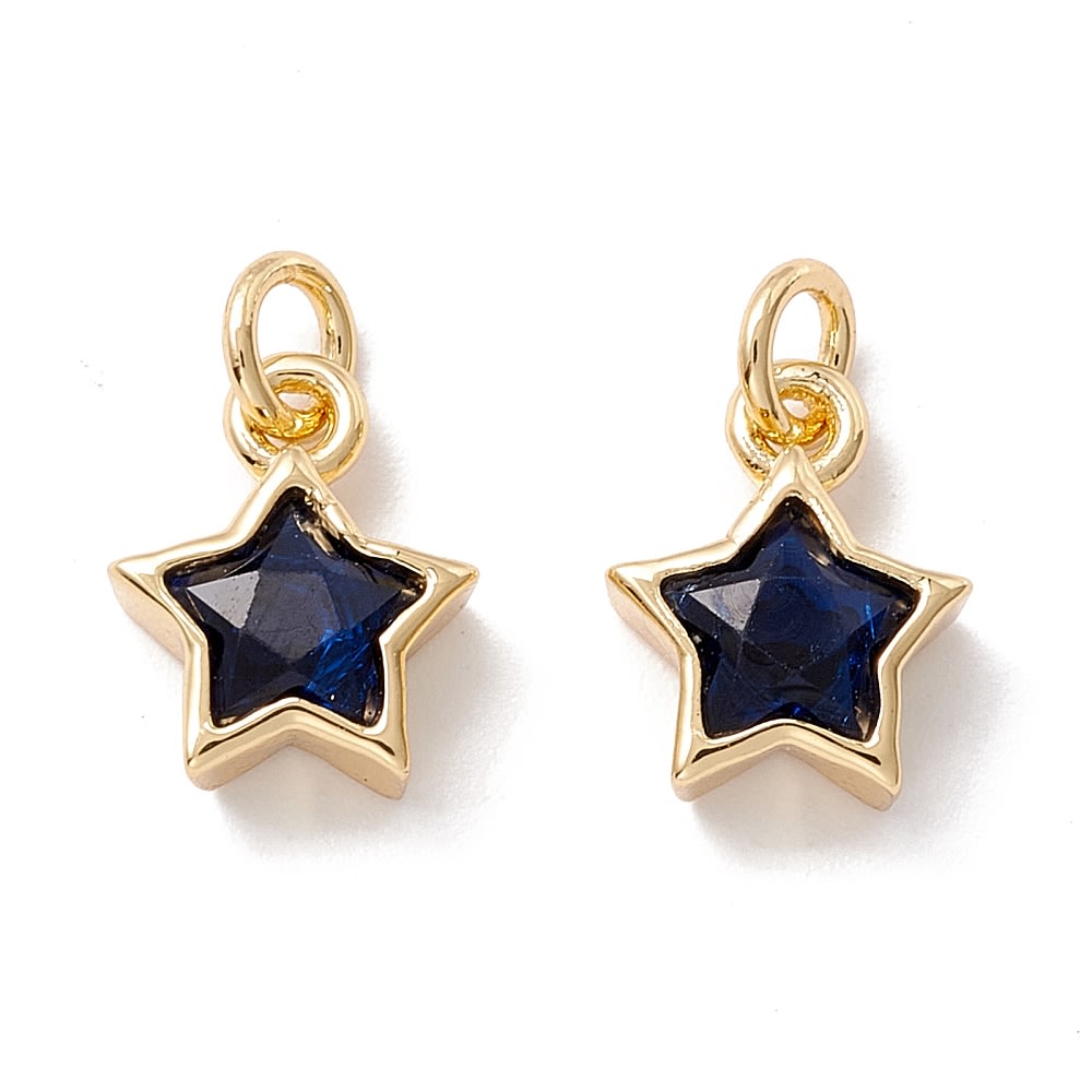 Dije colgante estrella zircón 9 mm baño oro / unidad6
