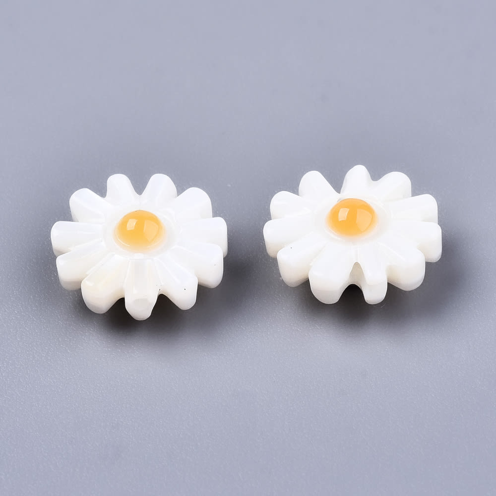 Dije pasador flor margarita 10 mm nacar / unidad2