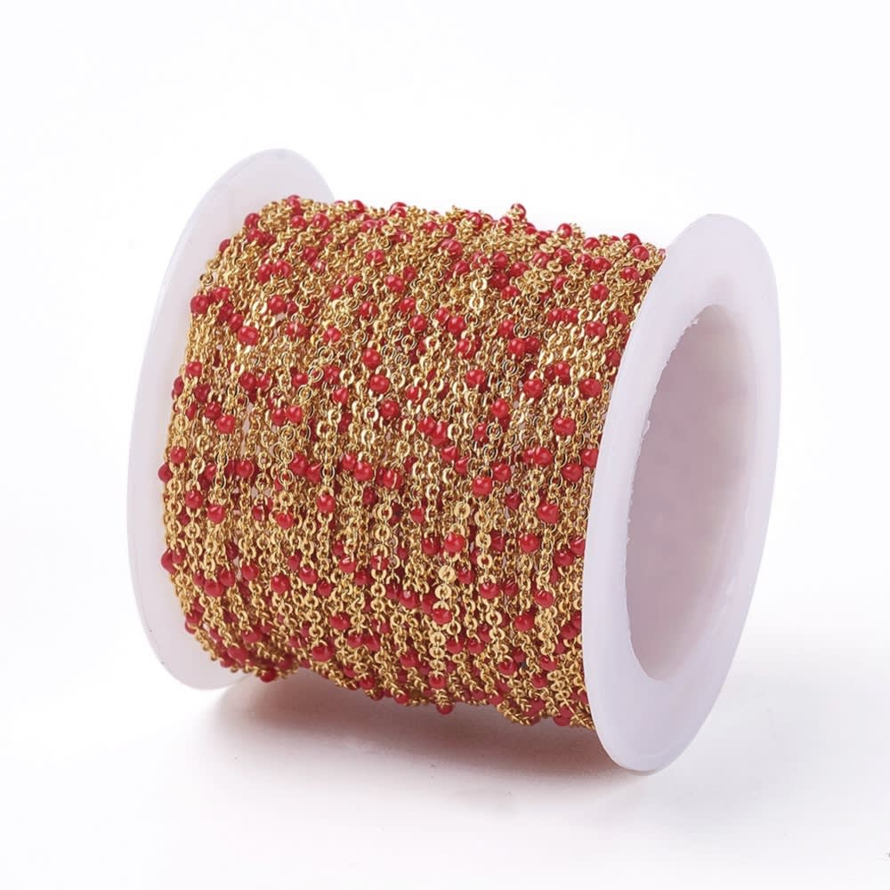 Cadena eslabón balín esmaltado baño de oro / metro4