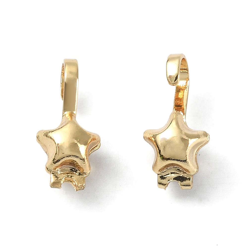 Tapa nudos figura estrella ostra baño de oro / par3