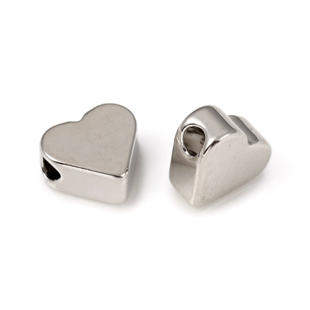 Dije pasador corazón 6.5 mm baño de platino / unidad2