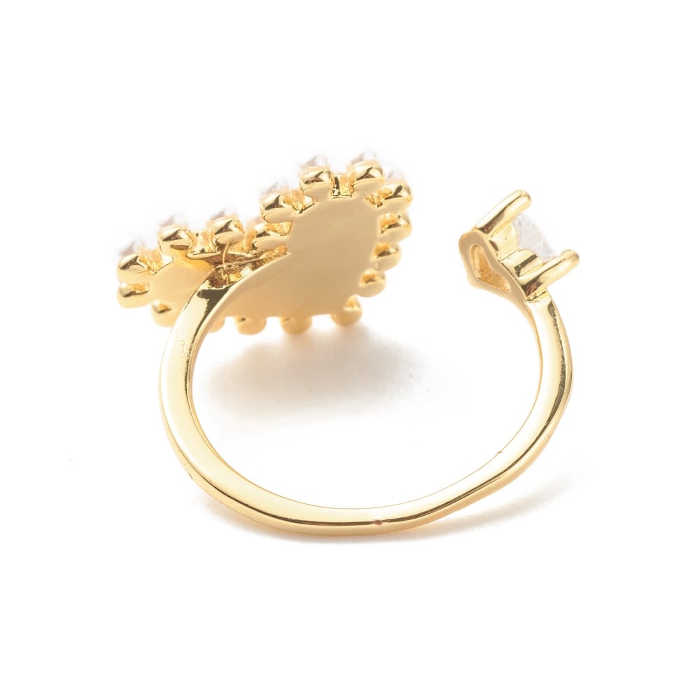 Anillo ajustable corazón perlas baño de oro / unidad2