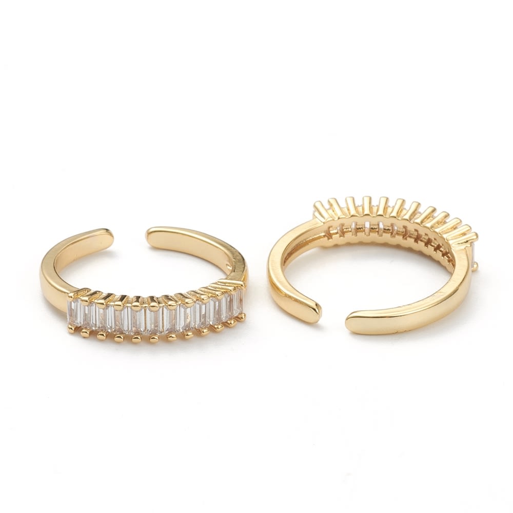 Anillo ajustable cinta zircones baño de oro / unidad3