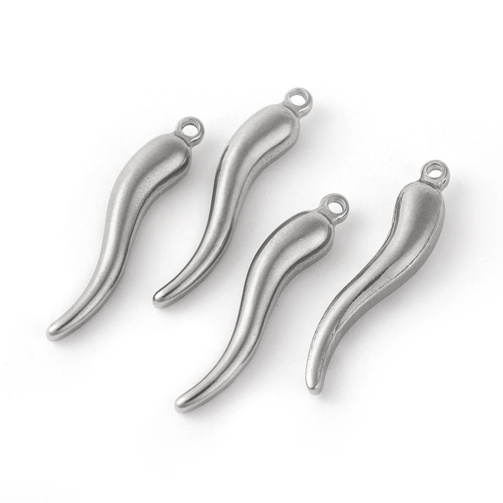 Dije colgante cuerno suerte italiano 28 mm acero / unidad2