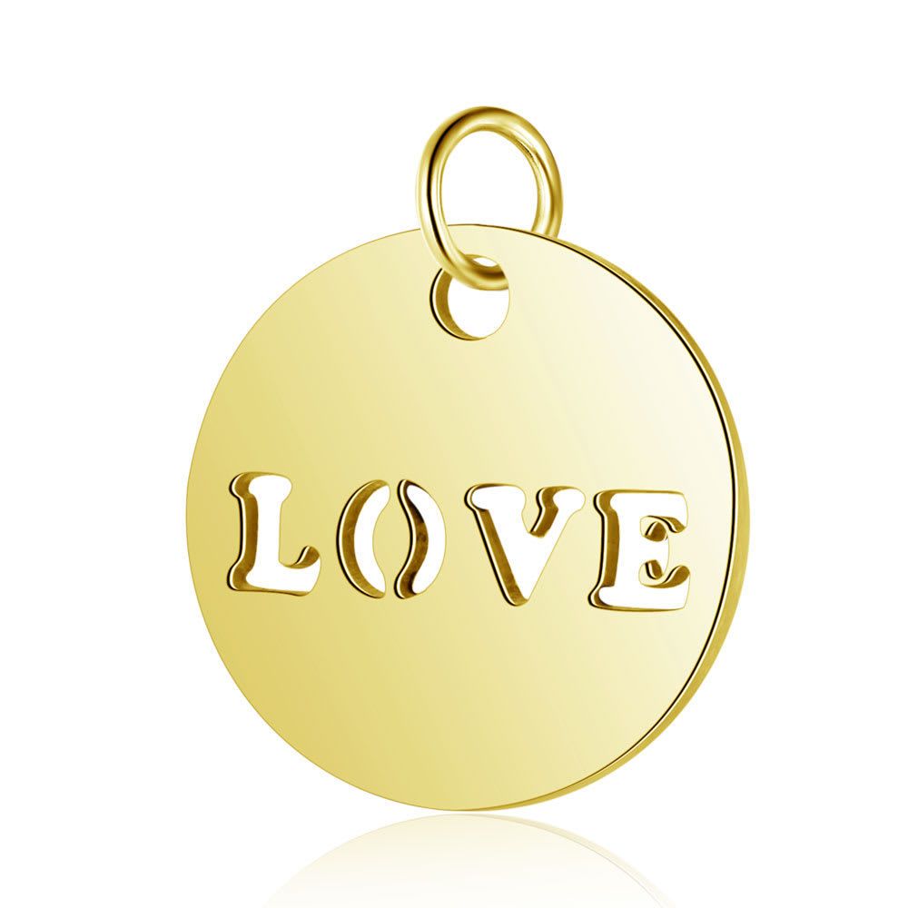 Dije colgante círculo 12x1 mm love amor acero / unidad1