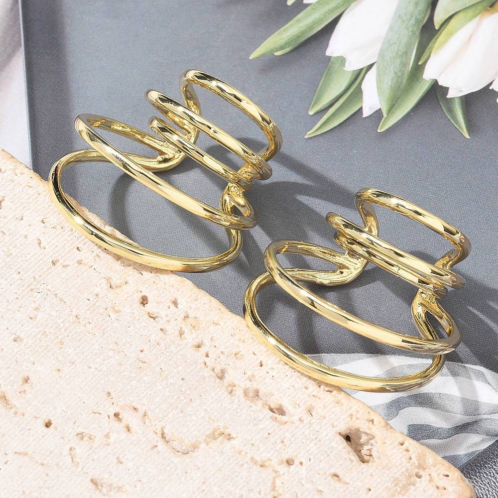 Ear cuff aros solitarios multicapa forma c baño oro / unidad1