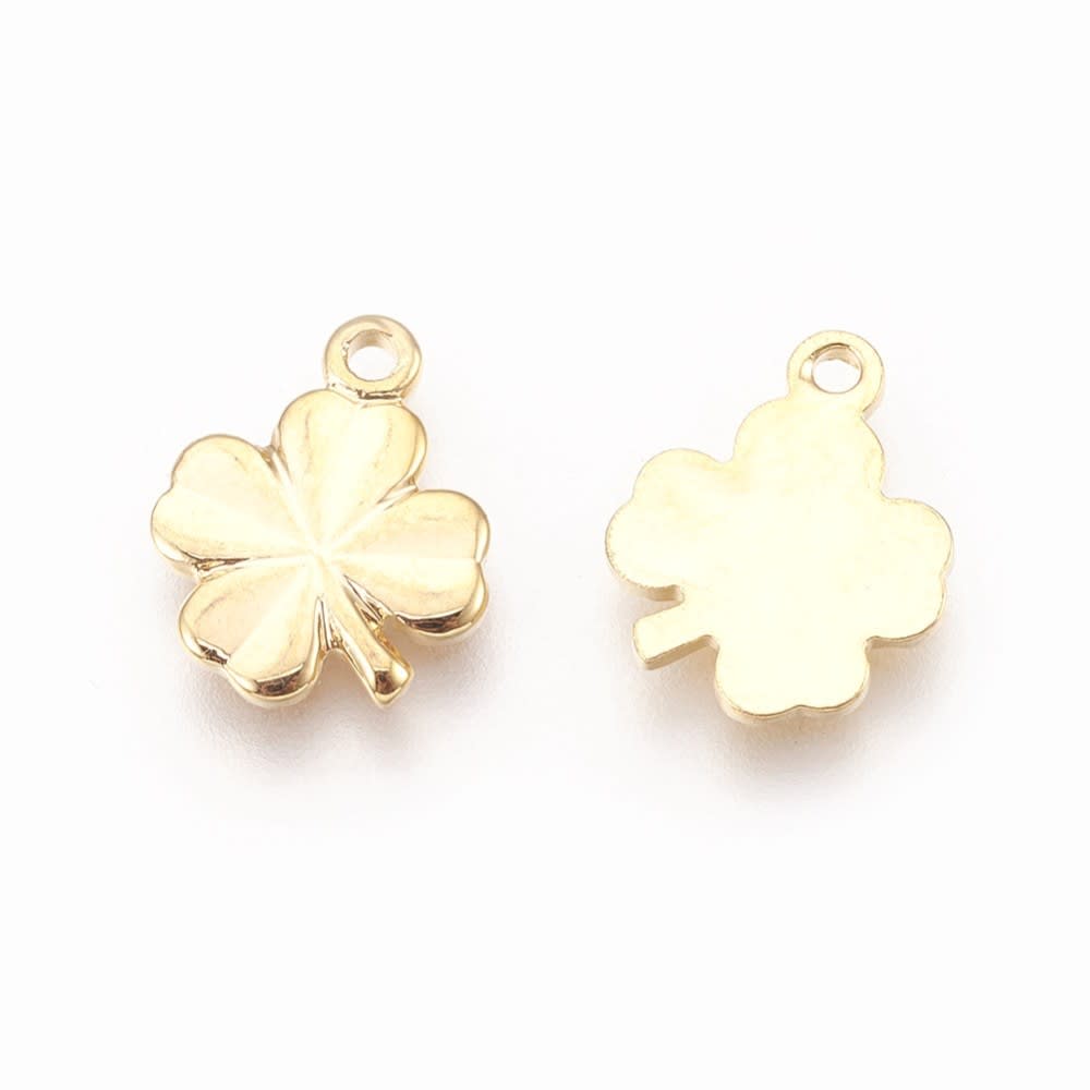 Dije colgante mini trebol 10.5 mm baño de oro / unidad3