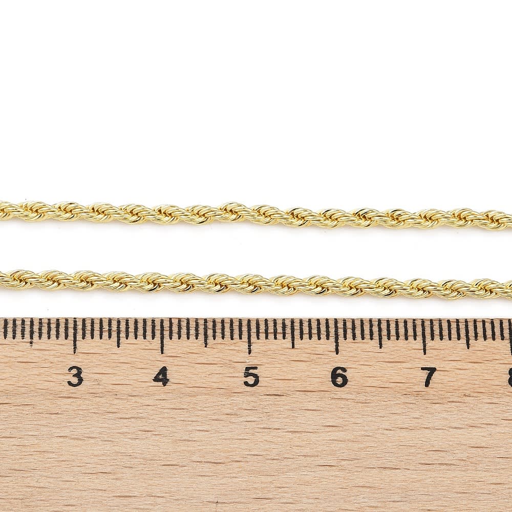 Cadena armada tourbillón 2.5 mm con extensión baño de oro / unidad2