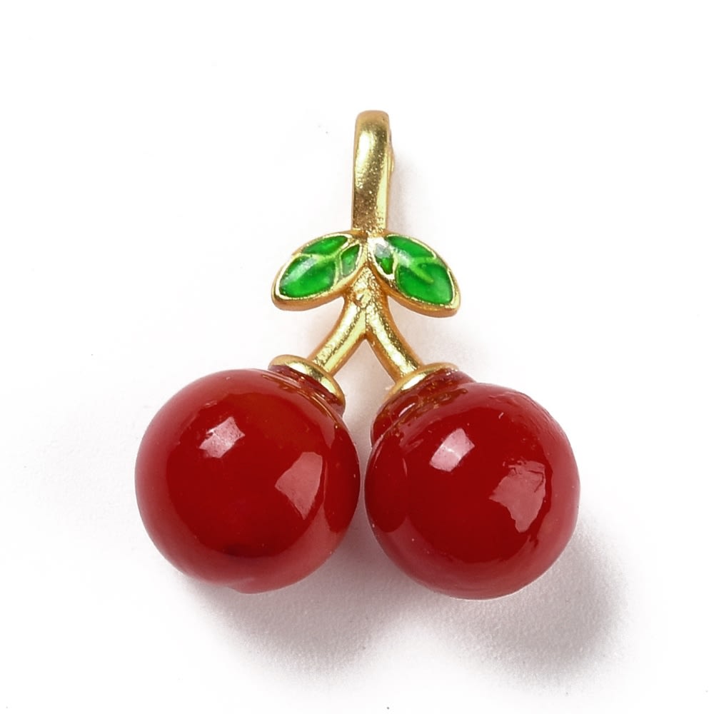 Dije colgante cereza guinda 19 mm murano baño oro / unidad1