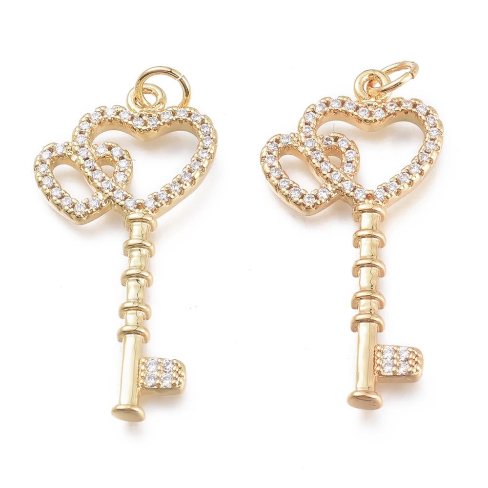Dije colgante llave amor corazón baño de oro zircón / unidad2
