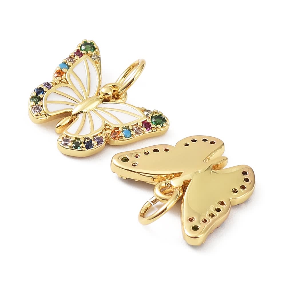Dije colgante esmaltado mariposa zircón 10.5 mm / unidad2