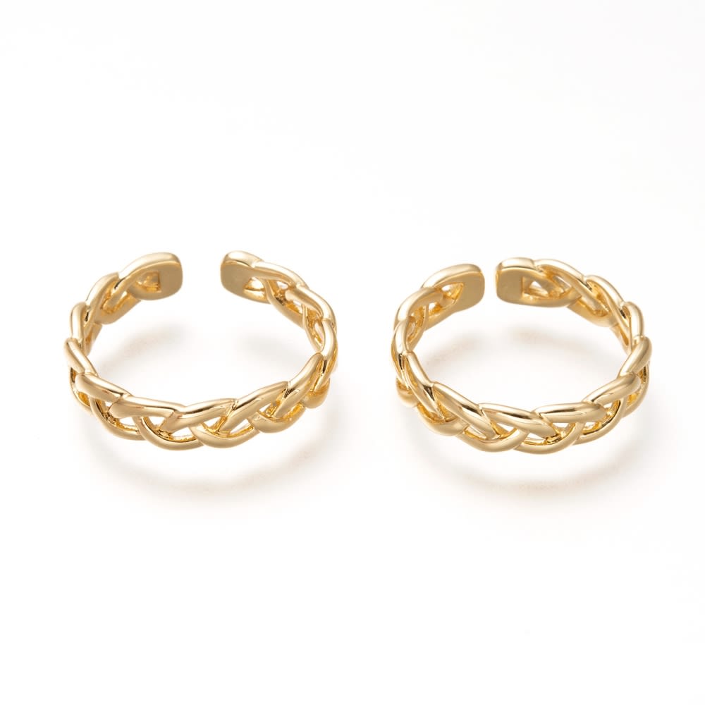 Anillo ajustable trenzado entrelazado baño de oro / unidad2