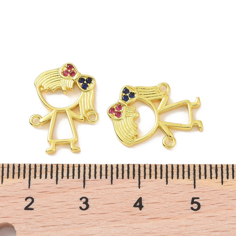 Dije conector niña niño zircón 16 mm baño de oro / unidad6