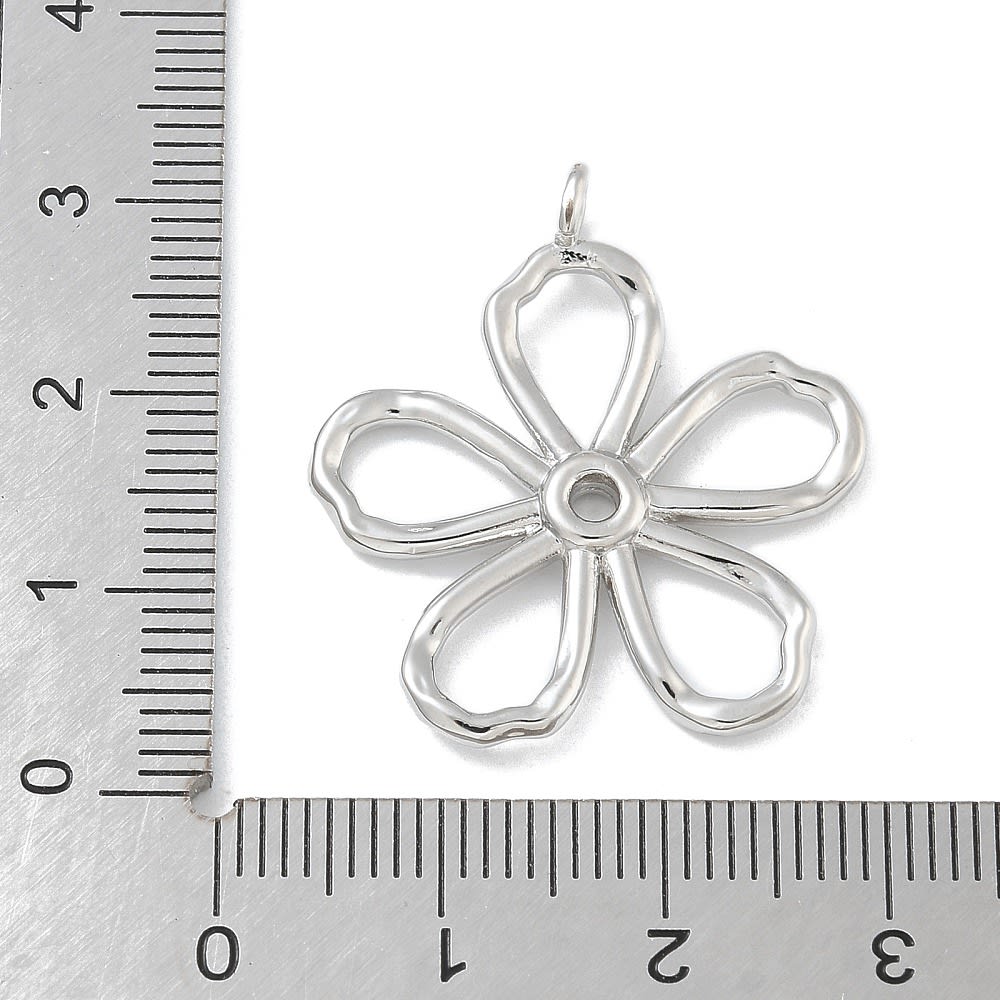 Maxi Dije colgante silueta flor 28.5 mm baño oro platino / unidad5
