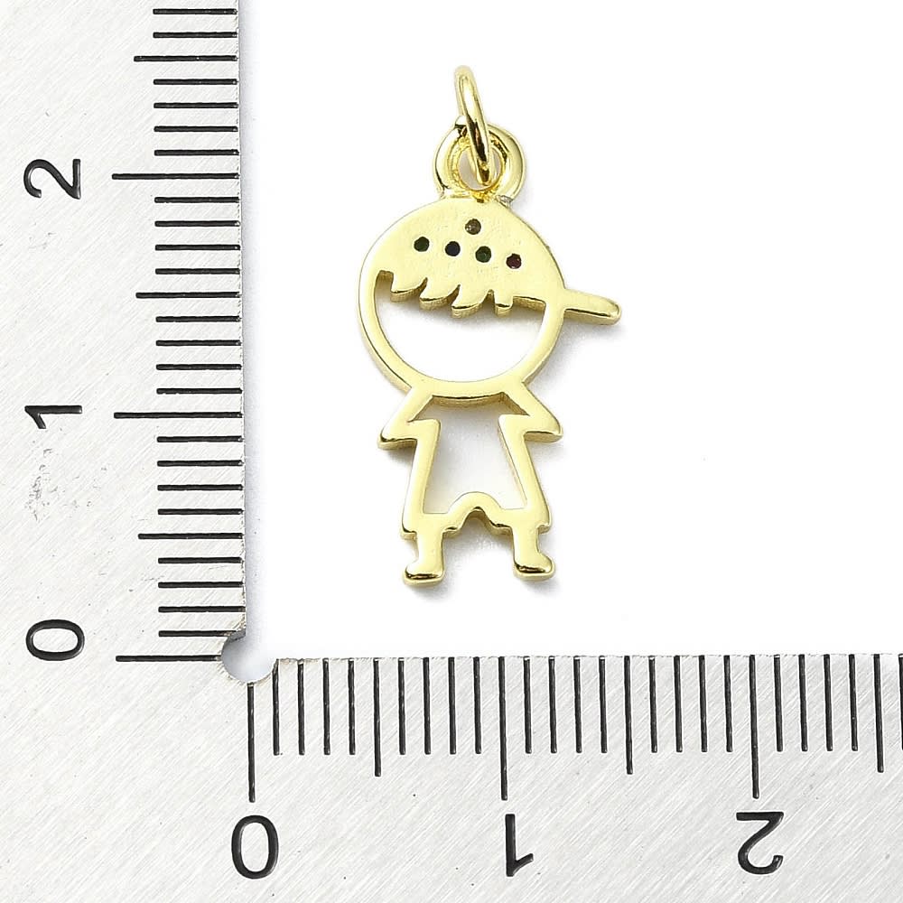 Dije colgante niña niño zircón 19 mm baño de oro / unidad4