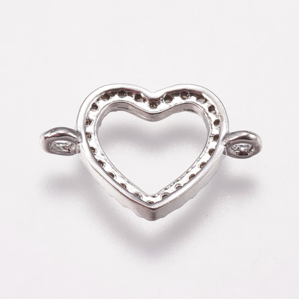 Dije conector zircón corazón silueta baño de oro / unidad5