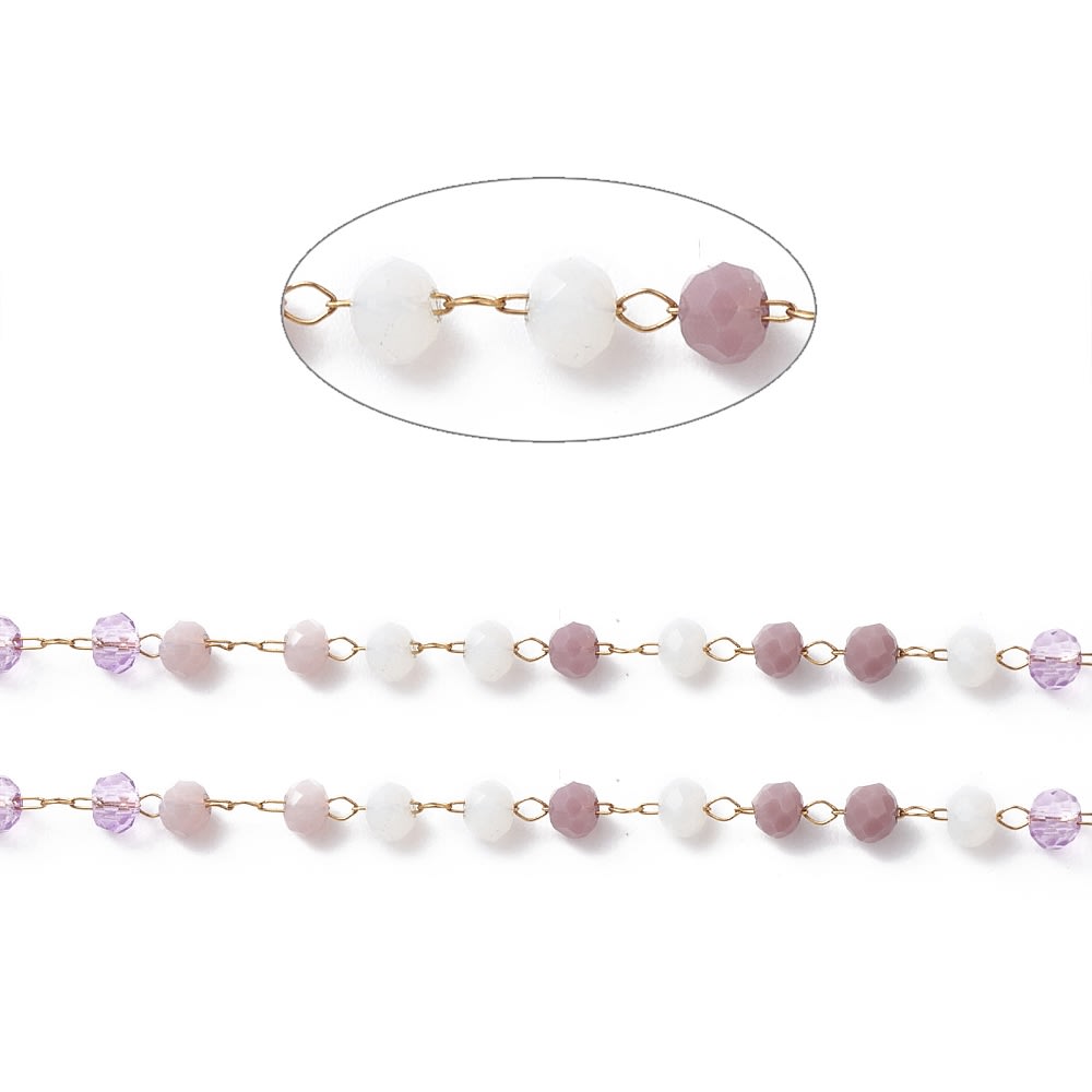 Cadena con cristal de color acero dorado / metro2