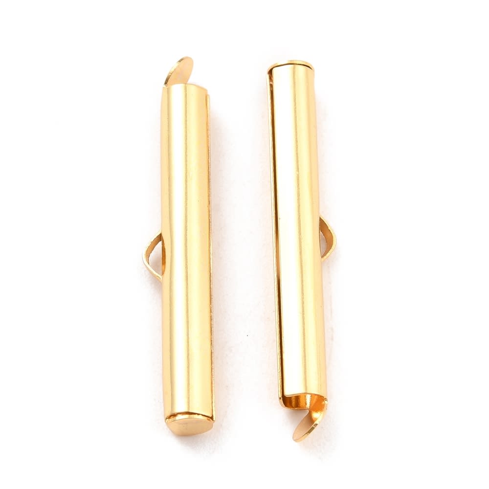 Terminal tubo para pulsera collar 10-40 mm acero dorado / par6