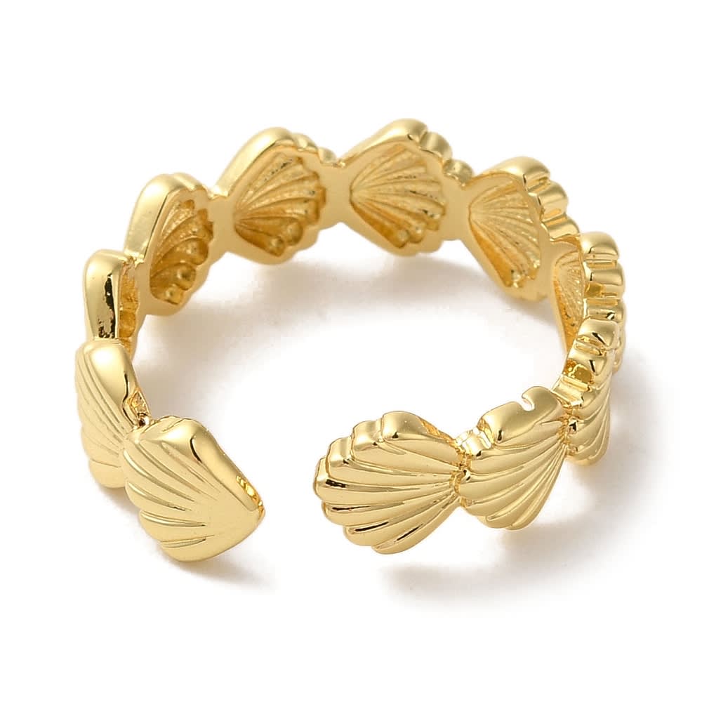 Anillo ajustable ostras concha de mar baño de oro / unidad3