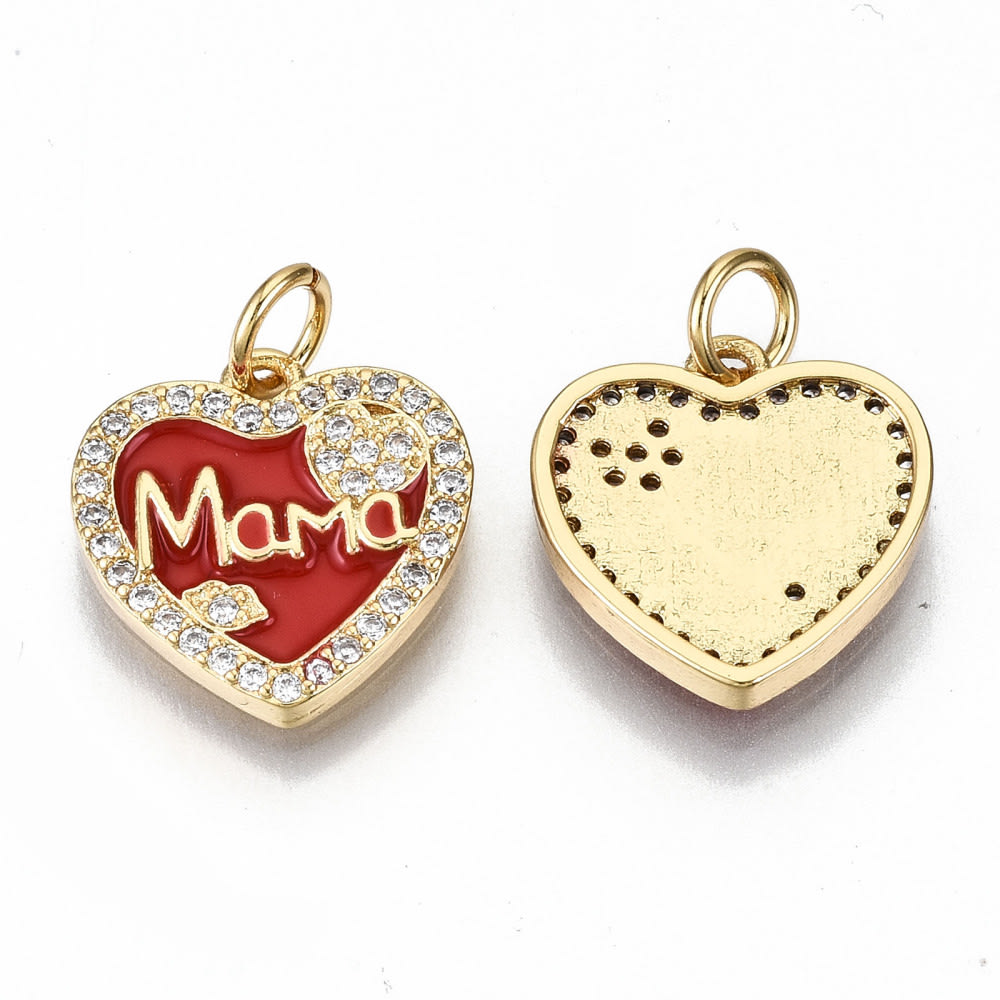 Dije colgante corazón mamá esmaltado baño de oro / unidad2