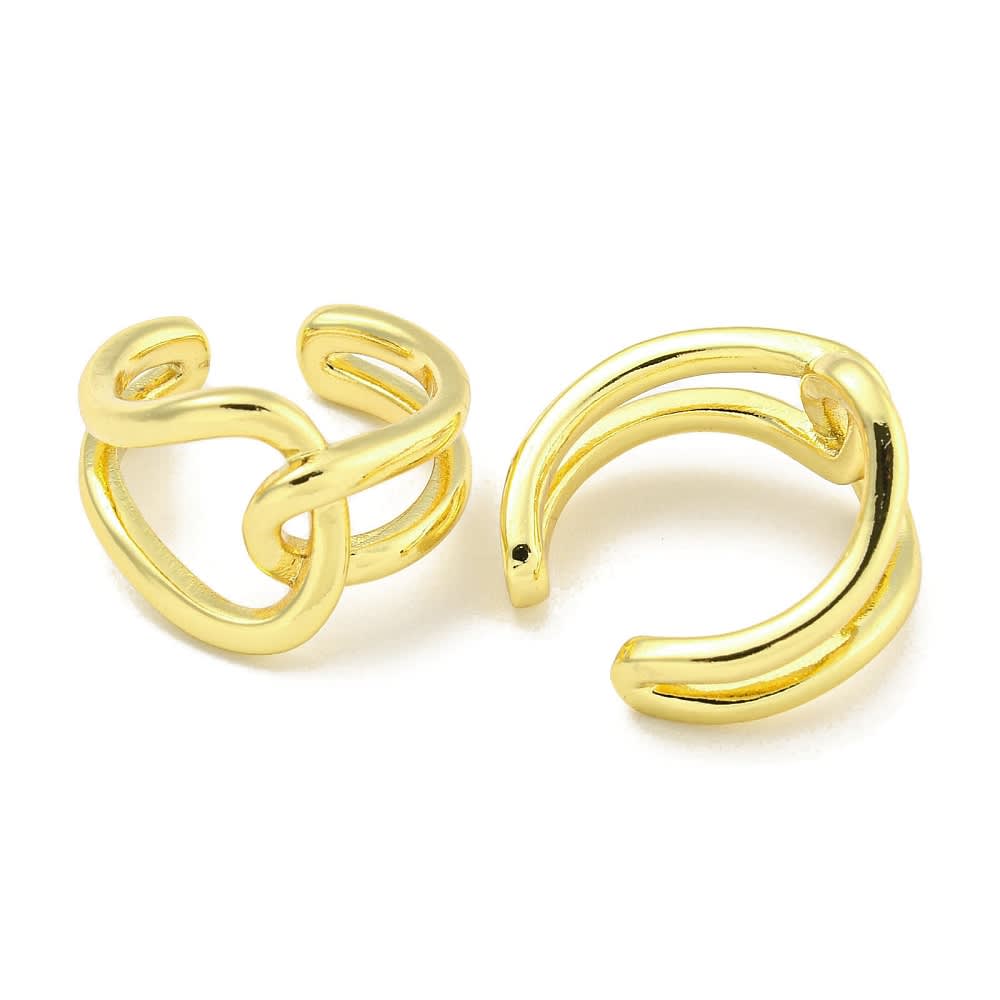 Ear cuff aros solitarios eslabones entrelazados 16 mm baño oro / unidad2