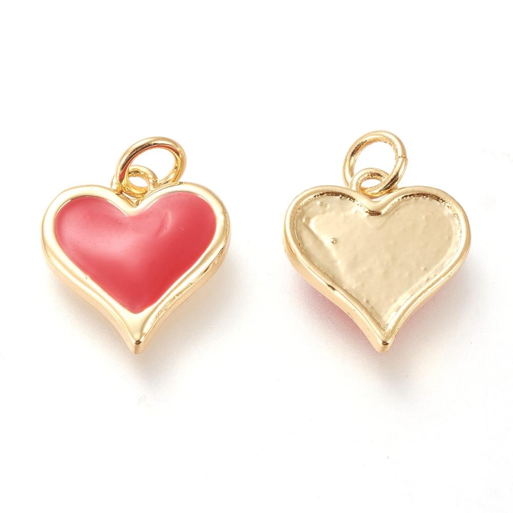 Dije esmaltado corazón cute heart 14 mm baño de oro / unidad3