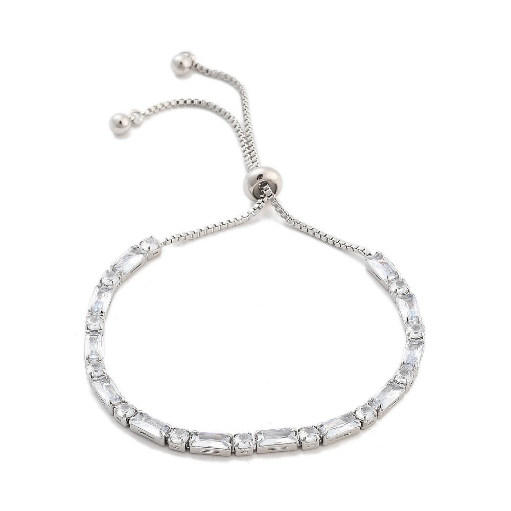 Pulsera ajustable de zircón punto coma baño oro platino / unidad4