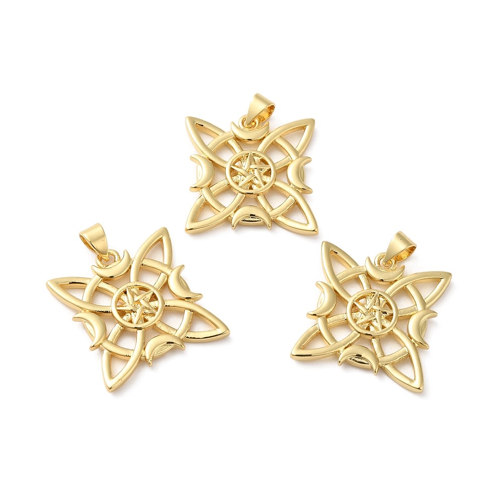 Dije colgante nudo de bruja amuleto protector baño de oro / unidad3