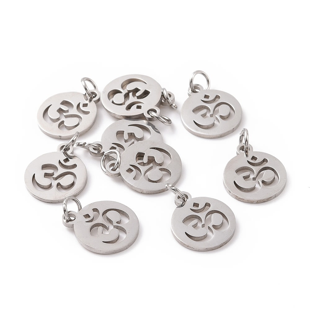 Dije colgante hamsa mano fatima ohm protección acero / unidad3