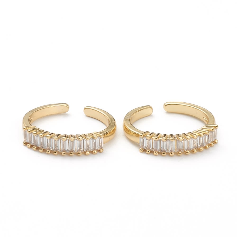 Anillo ajustable cinta zircones baño de oro / unidad2