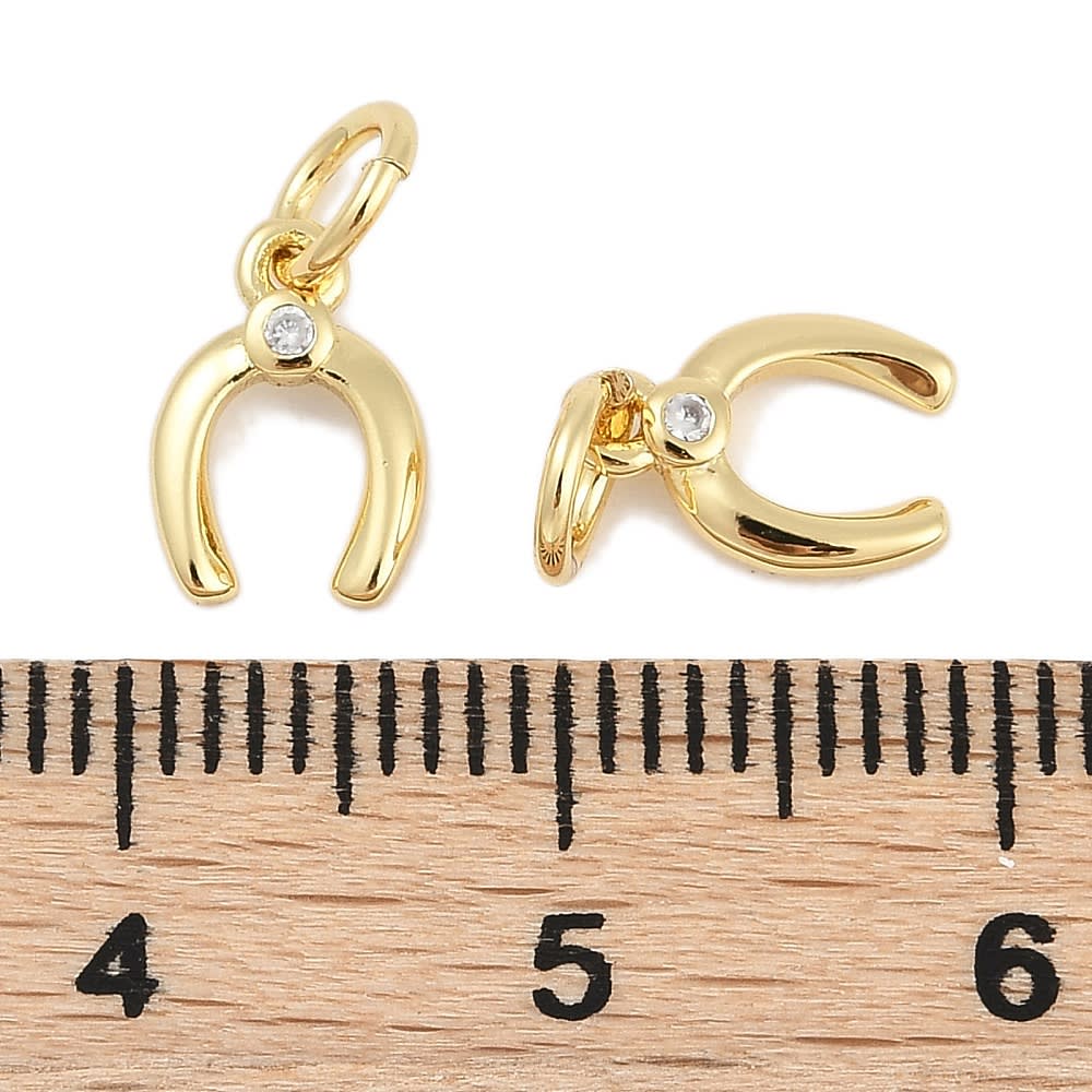 Dije colgante herradura amuleto suerte 9 mm baño oro zircón / unidad3