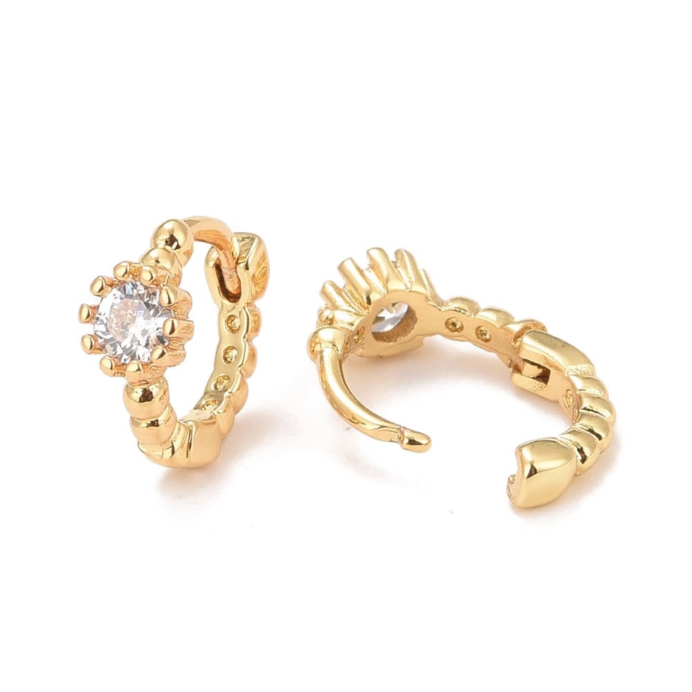 Aros argollas huggie punto de luz 10.5 mm baño de oro / par2