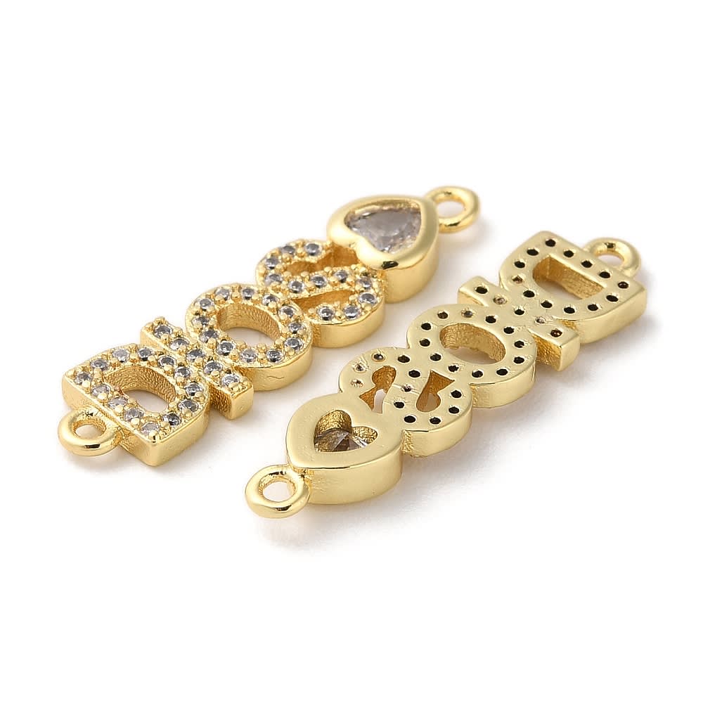 Dije conector palabra Dios corazón zircón 26 mm / unidad3