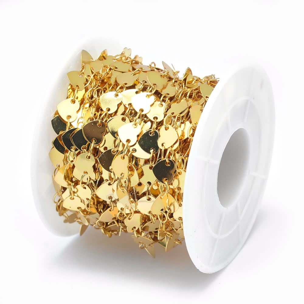 Cadena corazón corrido baño de oro platino / metro3
